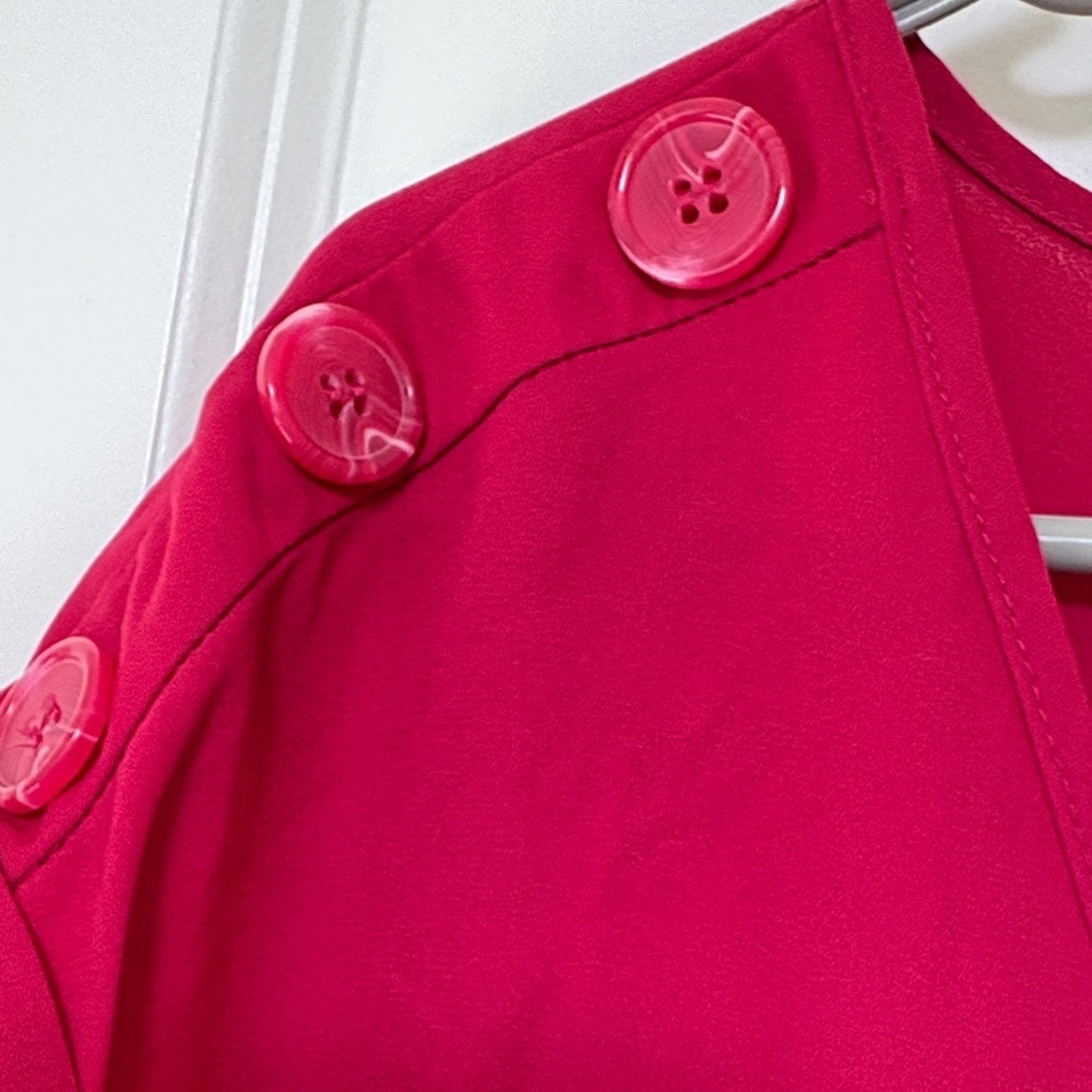 New York & Company Fuchsia V-Neck Blouse - Picture 3 of 7